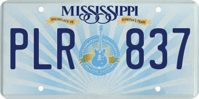 MS license plate PLR837