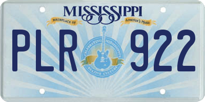 MS license plate PLR922