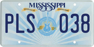 MS license plate PLS038