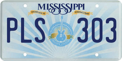 MS license plate PLS303