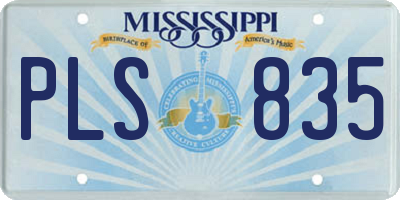 MS license plate PLS835