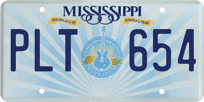MS license plate PLT654