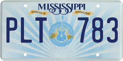 MS license plate PLT783