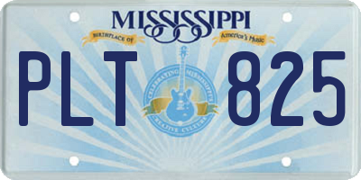 MS license plate PLT825