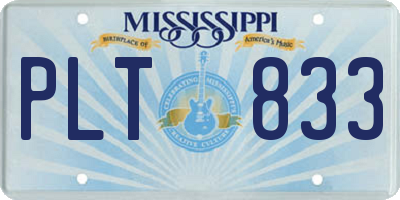 MS license plate PLT833
