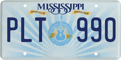 MS license plate PLT990