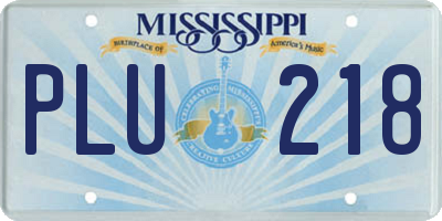 MS license plate PLU218