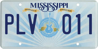 MS license plate PLV011