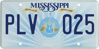 MS license plate PLV025