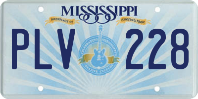 MS license plate PLV228
