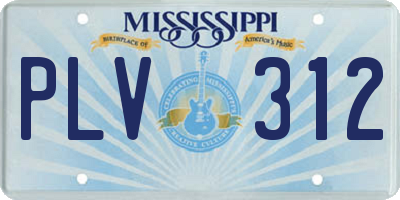 MS license plate PLV312