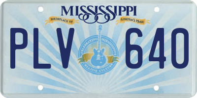 MS license plate PLV640