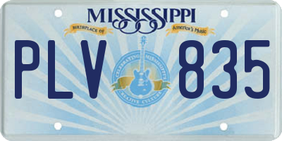MS license plate PLV835