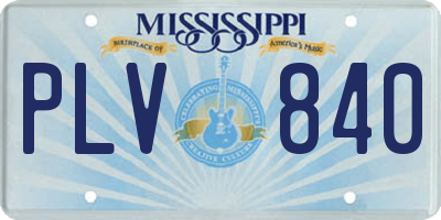 MS license plate PLV840