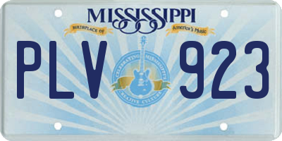 MS license plate PLV923