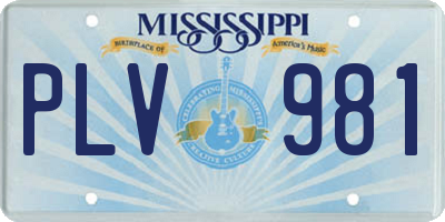 MS license plate PLV981