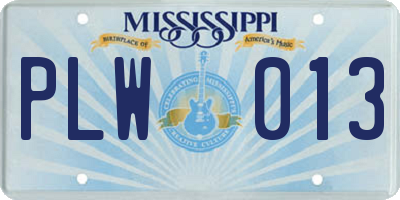 MS license plate PLW013