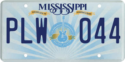 MS license plate PLW044