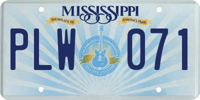 MS license plate PLW071