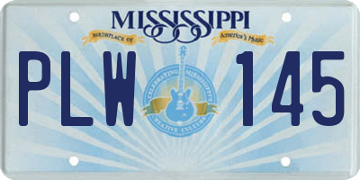MS license plate PLW145