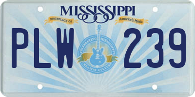 MS license plate PLW239