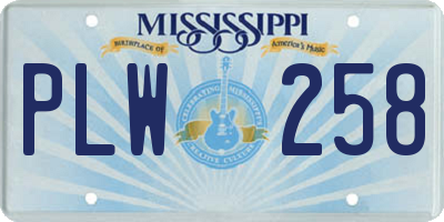 MS license plate PLW258