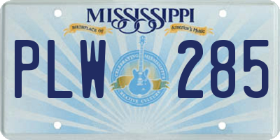 MS license plate PLW285