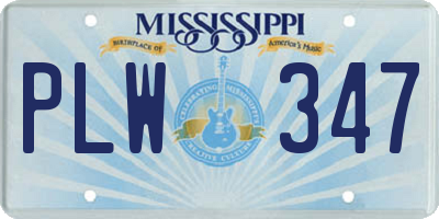 MS license plate PLW347