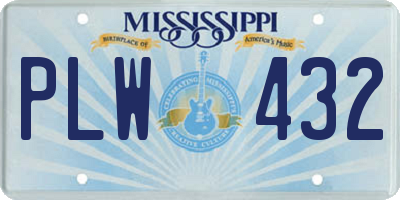 MS license plate PLW432