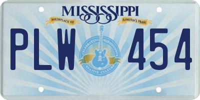 MS license plate PLW454
