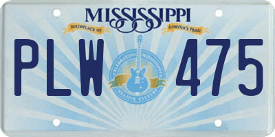 MS license plate PLW475