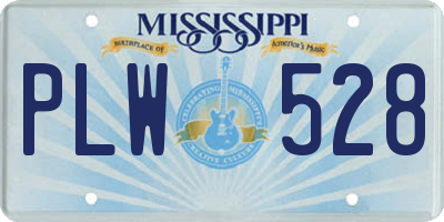 MS license plate PLW528
