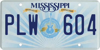MS license plate PLW604