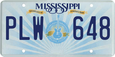 MS license plate PLW648