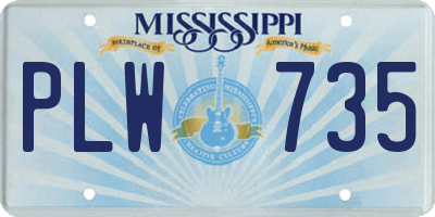 MS license plate PLW735
