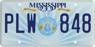 MS license plate PLW848