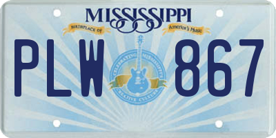 MS license plate PLW867