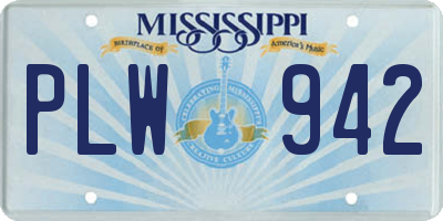 MS license plate PLW942