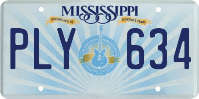 MS license plate PLY634