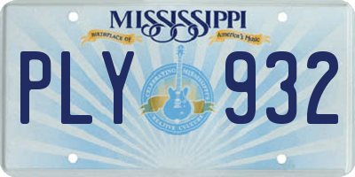 MS license plate PLY932