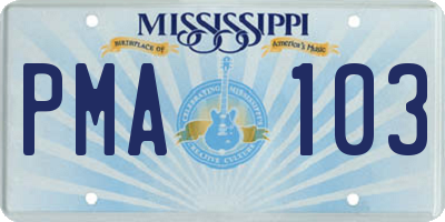 MS license plate PMA103