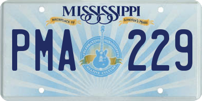 MS license plate PMA229