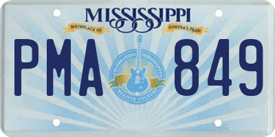 MS license plate PMA849