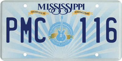 MS license plate PMC116