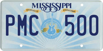 MS license plate PMC500