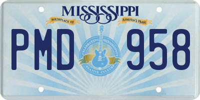 MS license plate PMD958