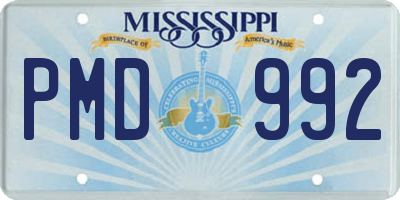 MS license plate PMD992