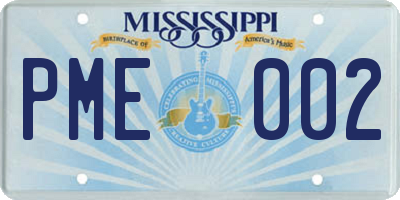 MS license plate PME002