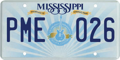 MS license plate PME026
