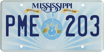 MS license plate PME203
